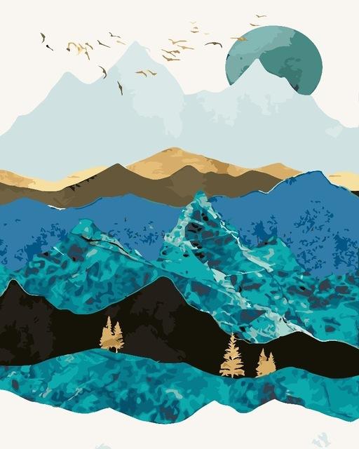 Alpes dans un été bleu - Collection Summer Layers - World Paint by Numbers™ Kits